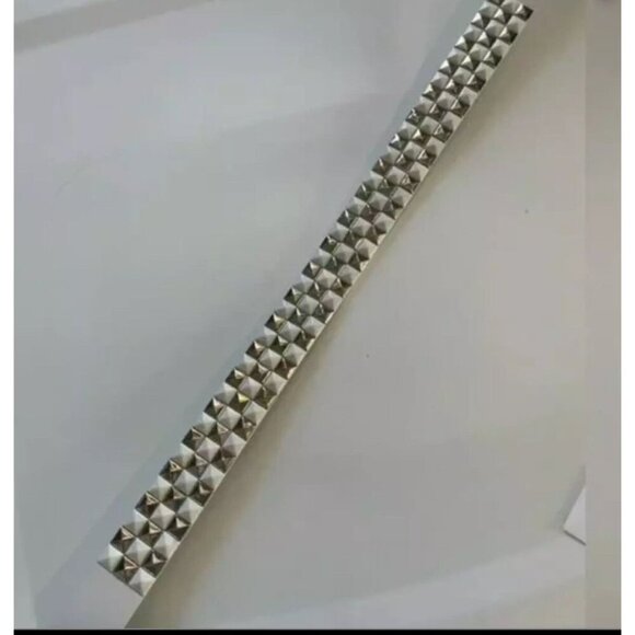 White Faux Leather Belt with Silver & White Studs – Adjustable Waist Belt - Picture 1 of 1